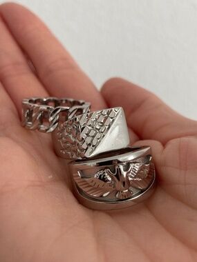 CHILD OF WILD SZ6 Ring SET Silver Stackable layering cocktail Rings Silver New